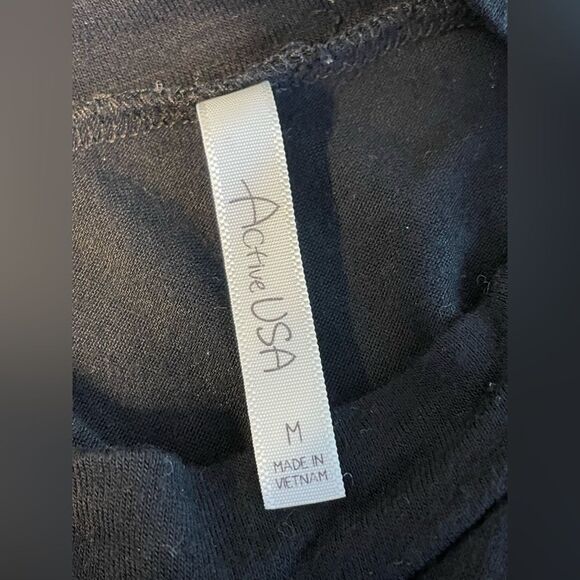 Active USA Lace Up Choker Neck Long Sleeve Top Black M - Picture 4 of 6